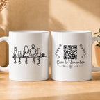 Line Pet Characters Silhouette Personalized QR Mug - Custom Name