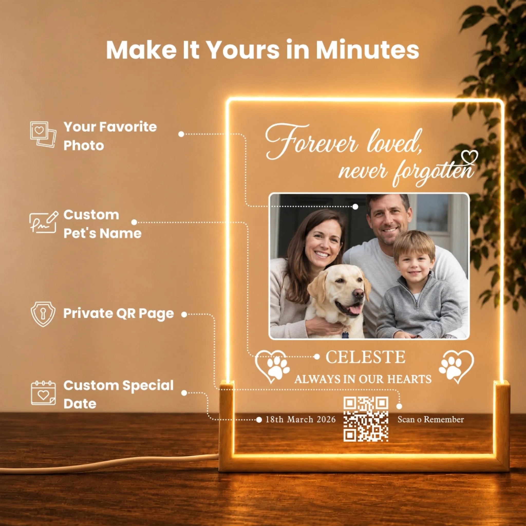 Forever Loved, Never Forgotten - Personalized Pet Memorial Night Light2