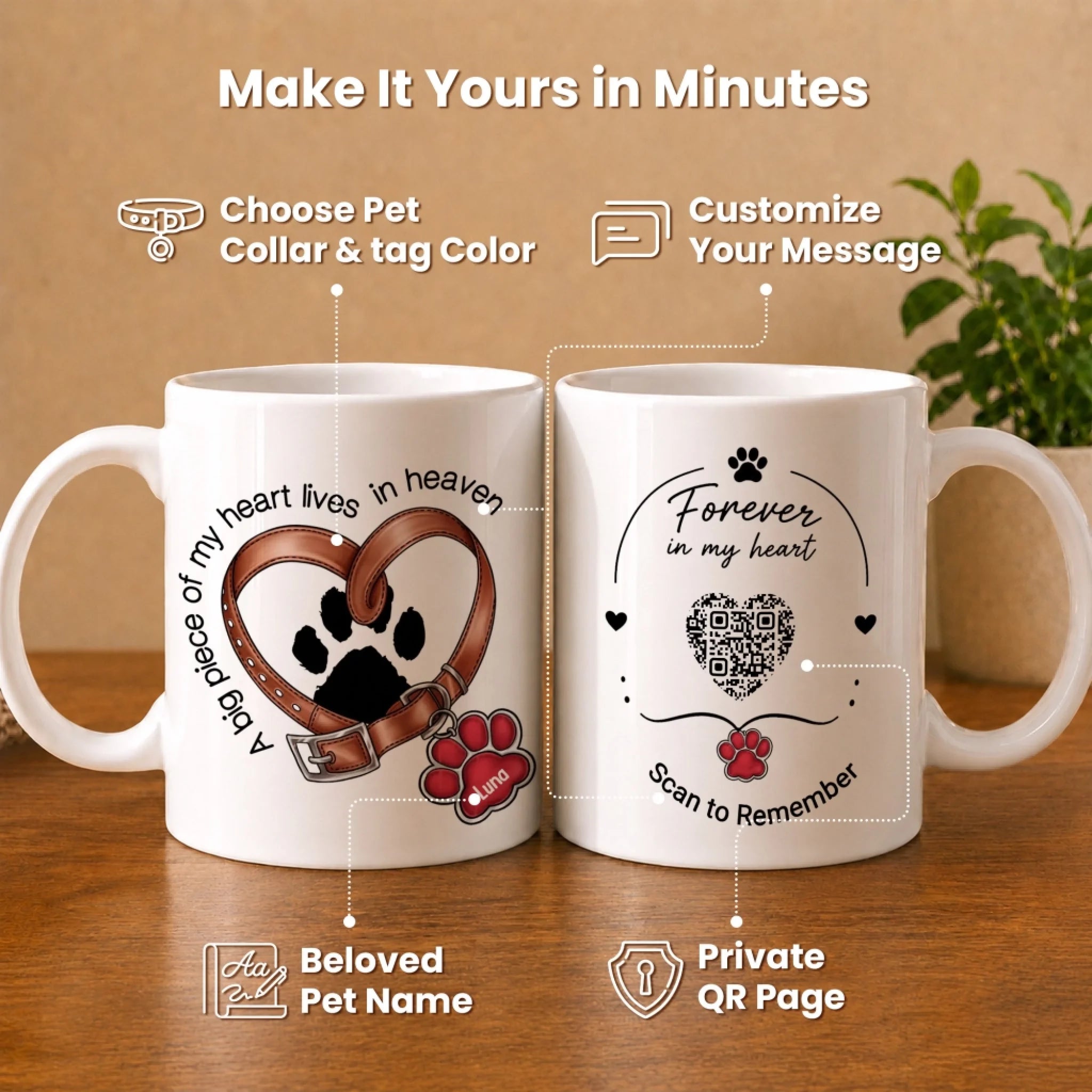 A Piece Of My Heart Lives In Heaven - Personalized Pet Memorial Mug2