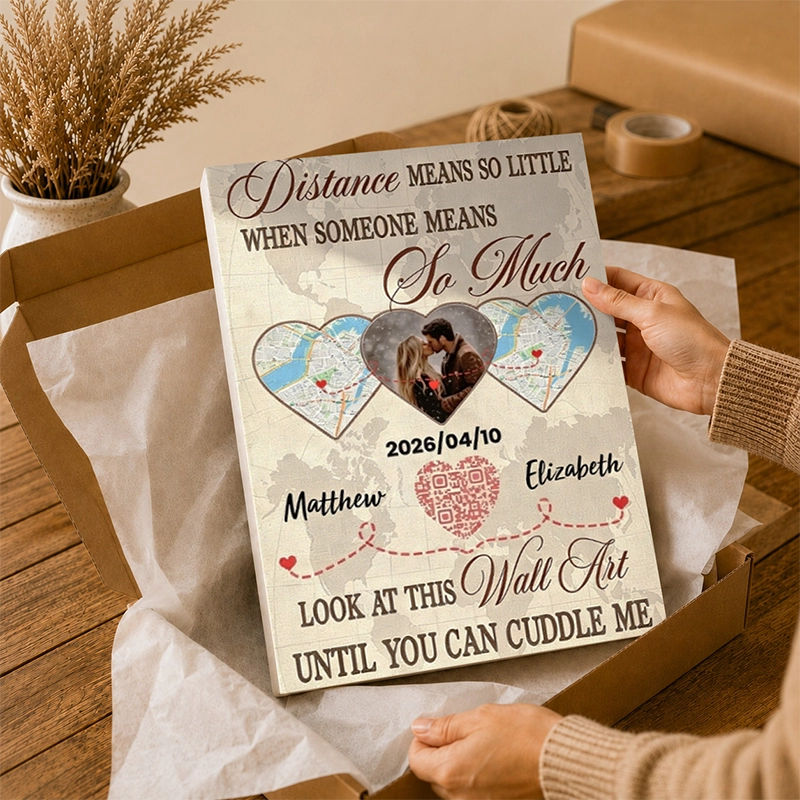 Personalized canvas gift being packed for delivery